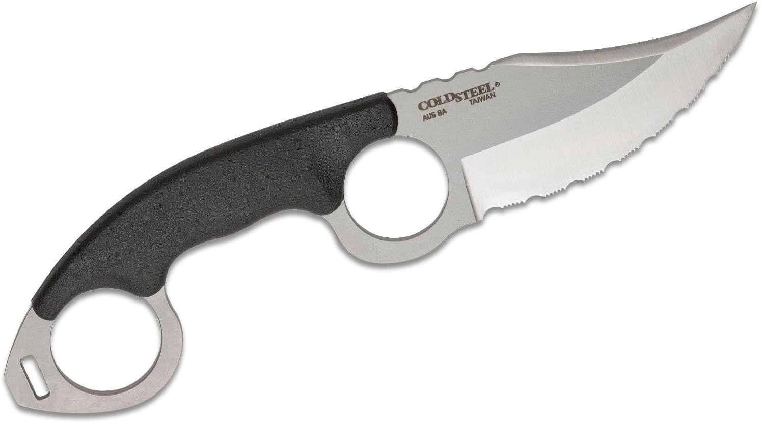 Cold Steel Double Agent II Serrated Edge Durable Lightweight Japanese AUS8A Steel Clip Point Shape 3" Fixed Blade Tactical Outdoor Hunting Knife, Griv-Ex Handle, Secure-Ex Sheath