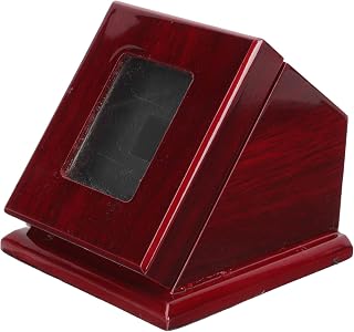 Beavorty Caja De Exhibición Para Anillos De Campeonato Madera Sólida Con Ventana De Diseño Seguro y Estable Color Rojo Oscuro Para Almacenamiento Hogar y Oficina