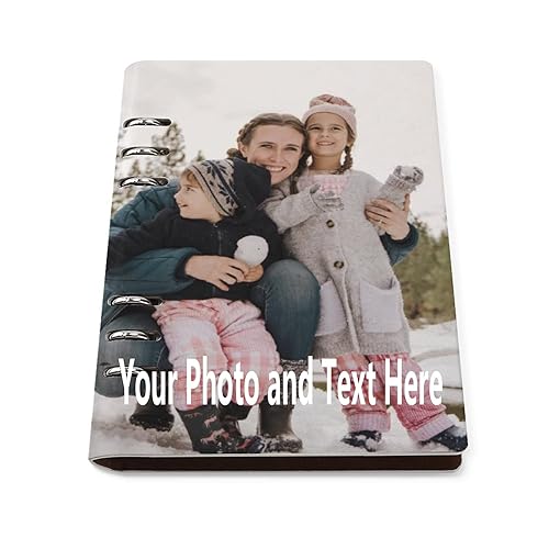 Hwyuqiya Personalized Journal Notebook for Gift with Your Photo or Text, Custom Picture Diary, A5 PU Leather Notebook with 6-Ring Binder and 180