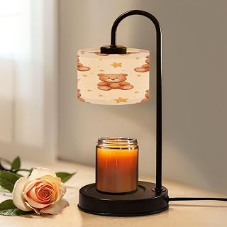 Candle Warmer Lamp with Timer and Dimmer, Cute funny little baby bear toy seamless cartoon kawaii hand drawn Wax Melt Warmer with 4 Bulbs, House Warming Birthday Gifts for Women Mom New Home Decor