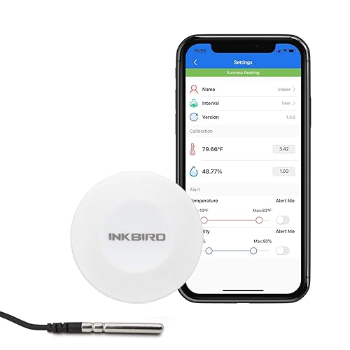 Inkbird Termómetro e higrómetro Smart Sensor Registrador de datos con sonda externa impermeable Alerta magnética para Android e iOS Utilizado para