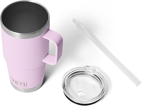 Miniatura 514 de YETI Rambler - Vaso de viaje con asa y tapa con popote, 35 onzas, vaso de agua de viaje, con asa, acero inoxidable, color blanco