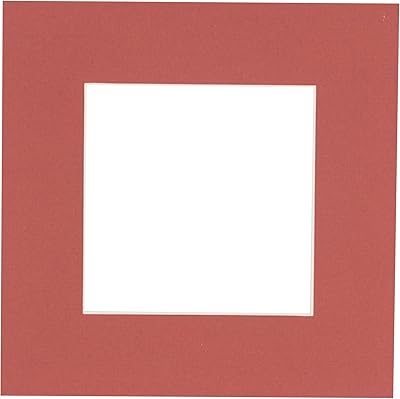16x16 Mat Bevel Cut for 12x12 Photos - Precut Brick Red Square Shaped Photo Mat Board Opening - Acid Free Matte to Protect Your Pictures - Bevel Cut for Family Photos, Pack of 1 Matboard