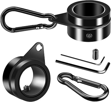 BONWIN 1" Black Flag Pole Rings, 2 Pcs Anti Wrap Aluminum Alloy Flag Pole Clip Swivels, 360 Rotating Flagpole Flag Mounting Ring Clips, Spinning Flag Pole Kit for 0.75-1.02" Diameter 1 Inch, Black