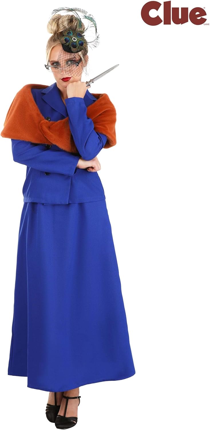 Women's Mrs. Peacock Clue Costume - Jacket, Skirt, Shrug, Hat, and Character Card