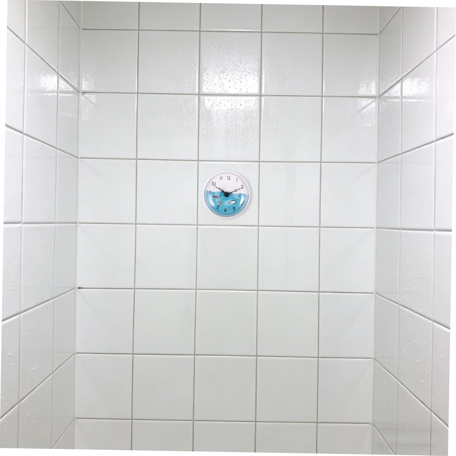 Waterproof Shower Clock with Suction Cup, Small Water Resistant Bathroom Timer for Mirror, Shelf, and Kitchen Use, White Wall-Mount Timer with Display