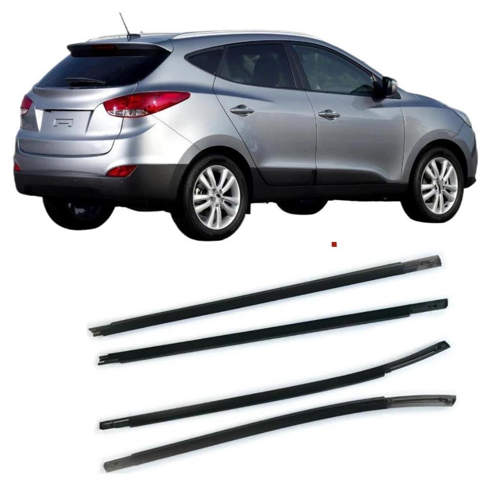 Junta de Goma 4 Exterior Negro O Cromo Ventana De Goma Vidrio Para Hyundai IX35 82210-2S000 Burlete Para Tucson LM 2nd 2010-2013 Protector Tira de Sellado de Goma(Black)