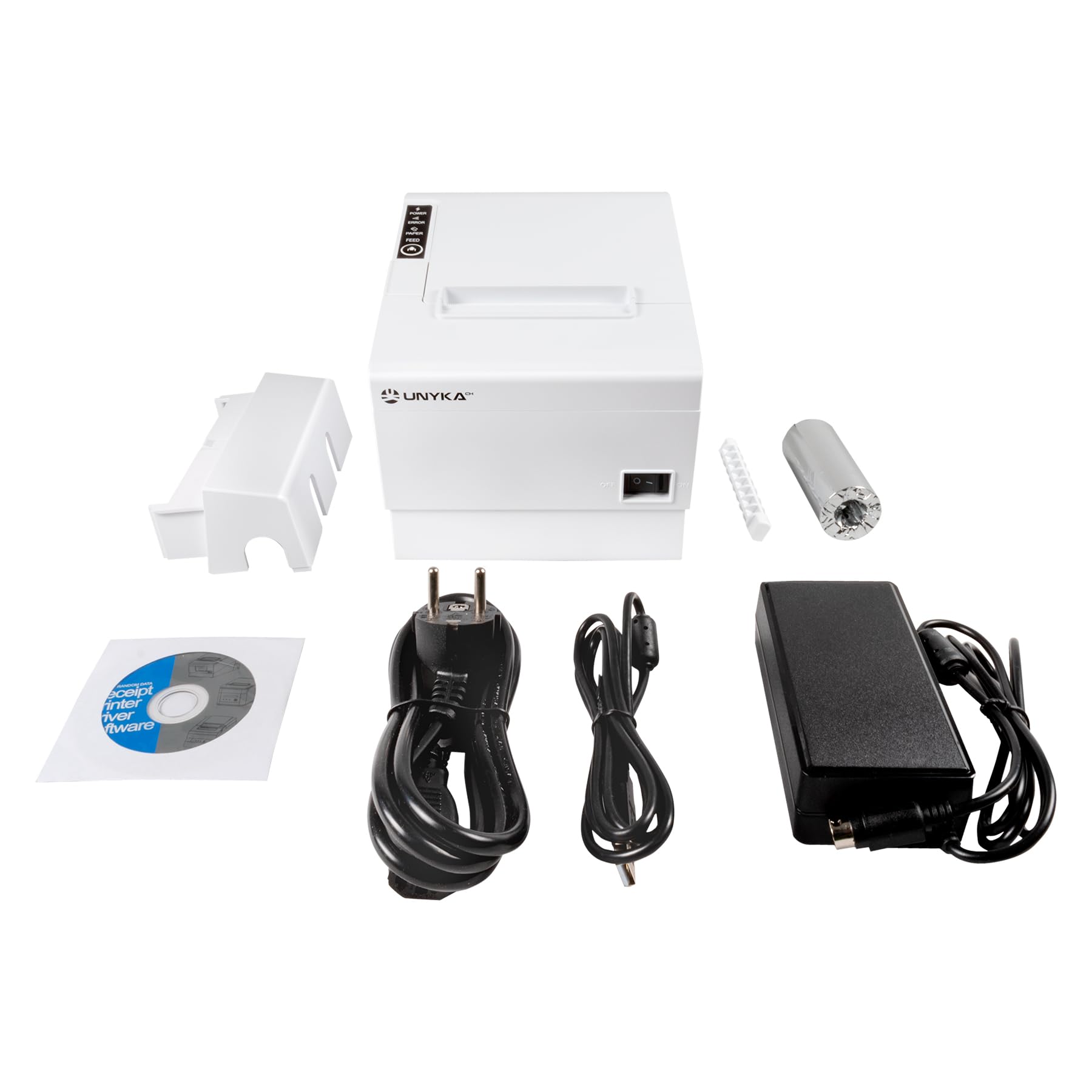 Unykach Stampante termica POS5 White con connessioni USB, RJ12, RJ11 e LAN e compatibile con Windows, JPOS, OPOS, Linux, Android e Mac
