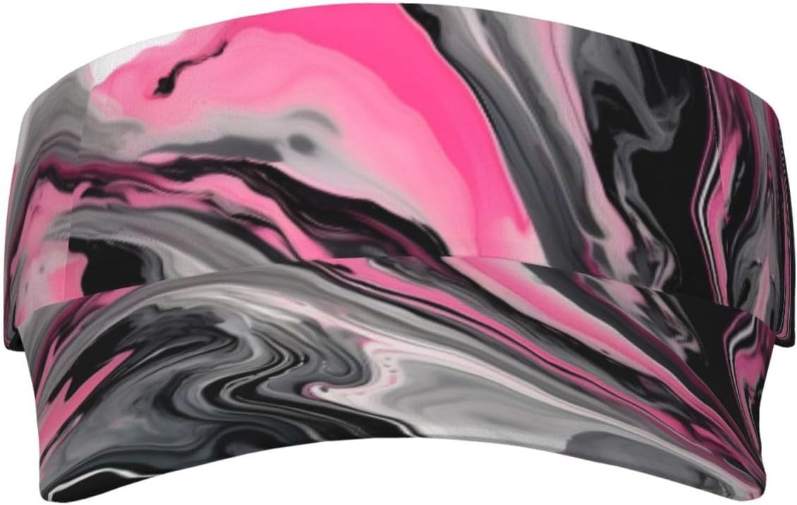 Pink Abstract Marble Gray Artistic Print Sports Sun Visor Hats Adjustable Running Golf Tennis Sun Cap for Women Men