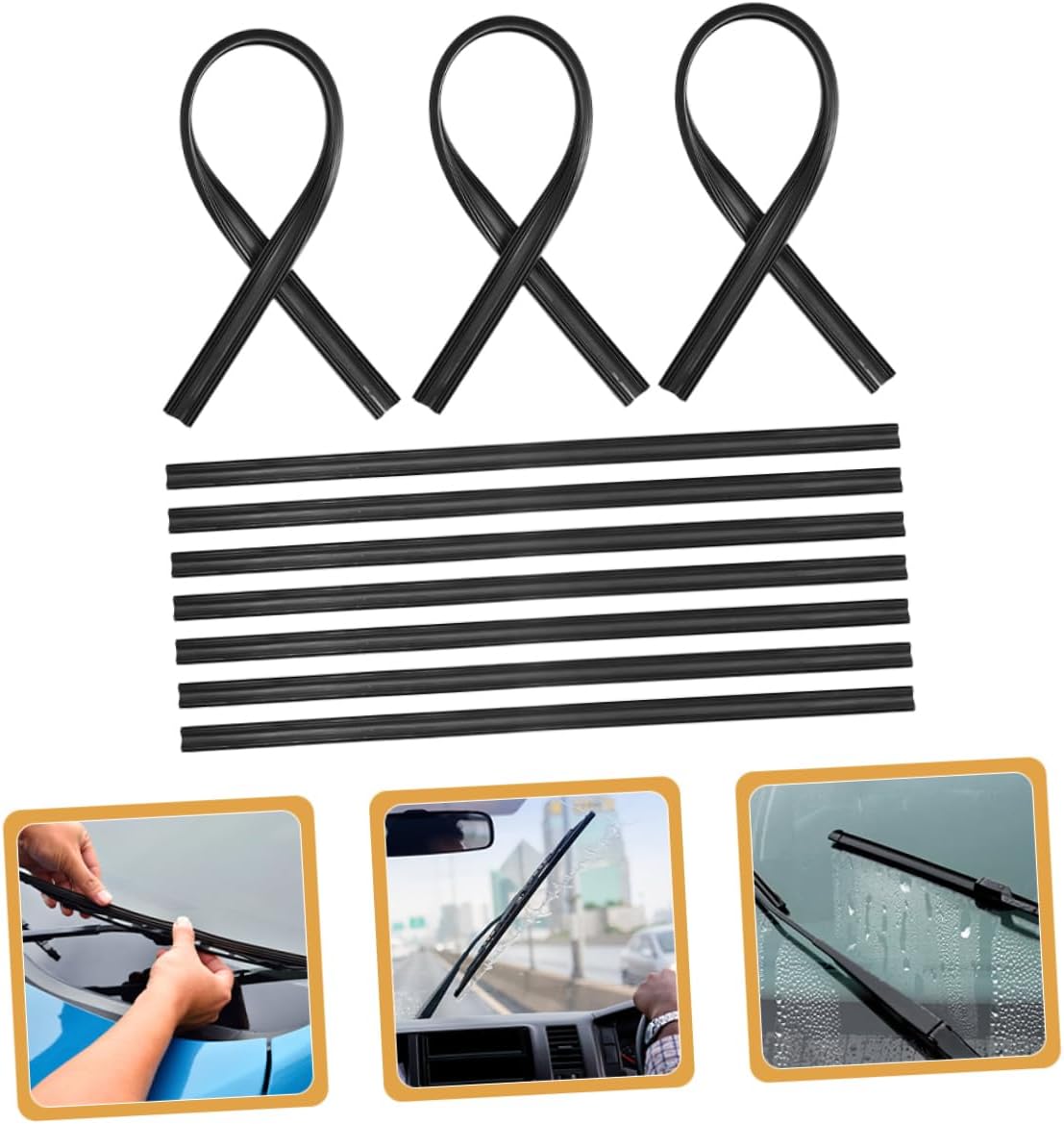 Luxshiny 10pcs Windshield Wiper Rubber Inserts Fit Auto Wiper Refills Non- for All Weather Conditions