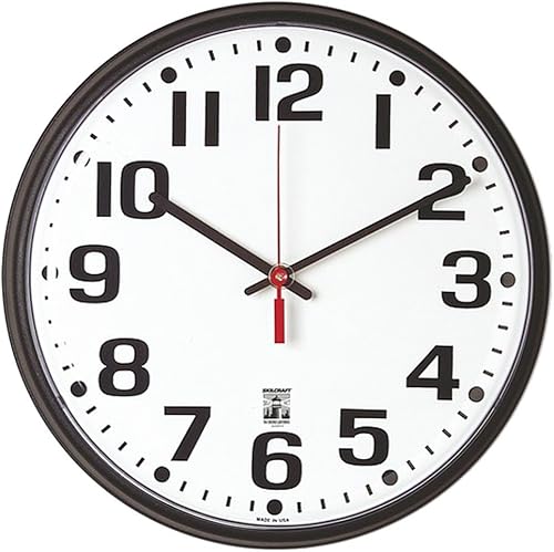 AbilityOne - NSN5573148 - Reloj de pared con marco delgado de plástico autoajustable - 12.75 pulgadas de diámetro - Caja negracara blanca AbilityOne - NSN5573148 - Reloj de pared con marco delgado de plástico autoajustable - 12.75 pulgadas de diámetro - Caja negracara blanca