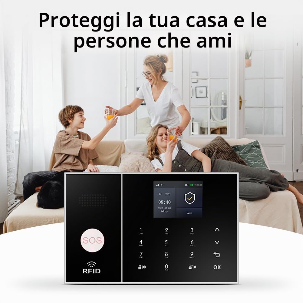 XNY Allarme Casa Wifi, Antifurto Casa wireless, Kit Allarme Casa Senza Fili 4G con APP Alert, Rilevatore di Movimento, Sensore Finestra Porta, Telecomando, Sirena (PG-108-4G-F)