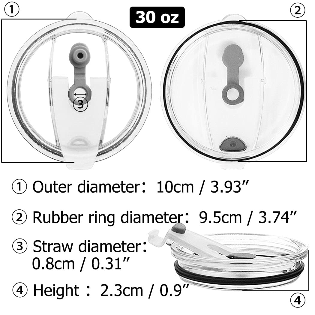 Gteller Couvercle De Rechange Pour Gobelet De 591 Ml, 887 Ml, Résistant Aux éclaboussures, Aux Fuites, Aux Déversements Et à La Paille (591 Ml, Noir