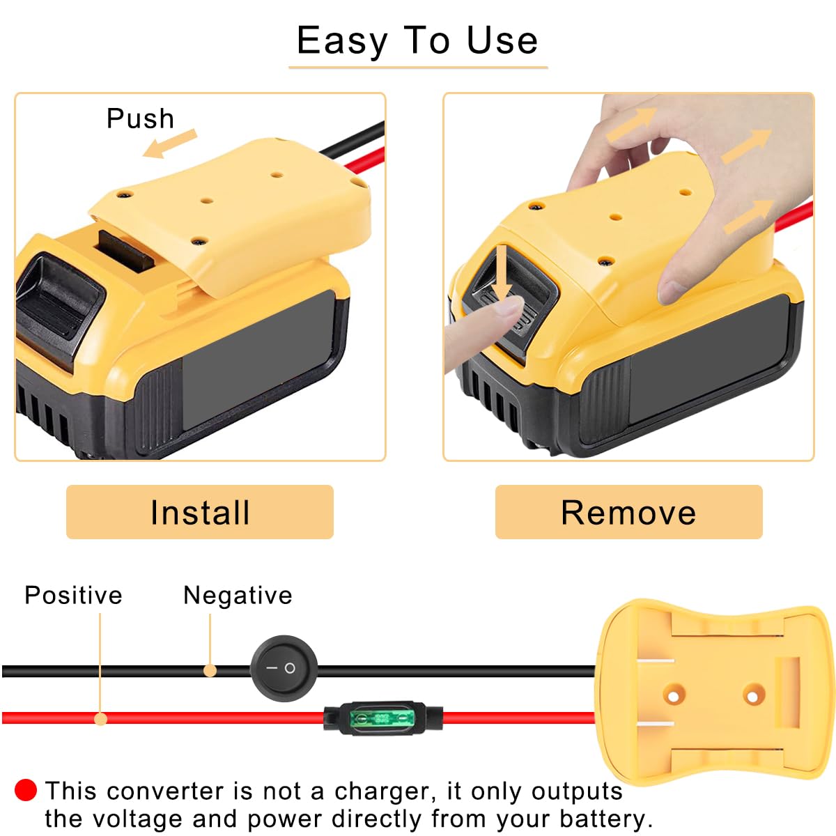 Dewalt 12v YTZXing 2 Packs Power Wheel Adapter For Dewalt 20V/18V Battery  With Fe Power Source Mount Dock Power Connector With 12 Gauge Wire For DIY  Ride On Truck Robotics RC Toys,