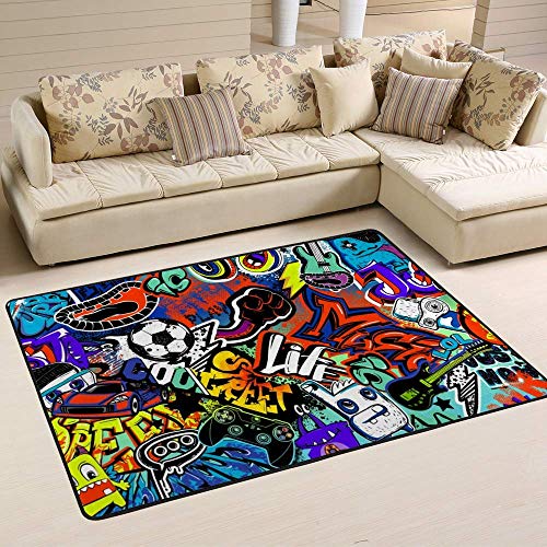 Grand tapis de sol antidérapant grunge pour salon 6x4 cm - 6