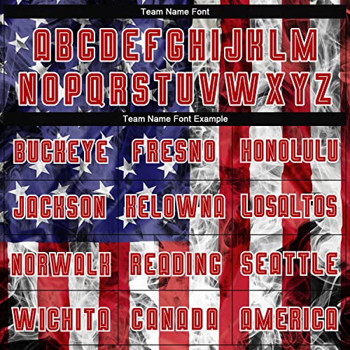Custom Long Sleeve Soccer Jersey for Men American Flag Pattern Personalized Red White Royal Blue Soccer Shirts and Shorts for Women Customize Soccer Uniform for Youth Printed Team Name Number Logo