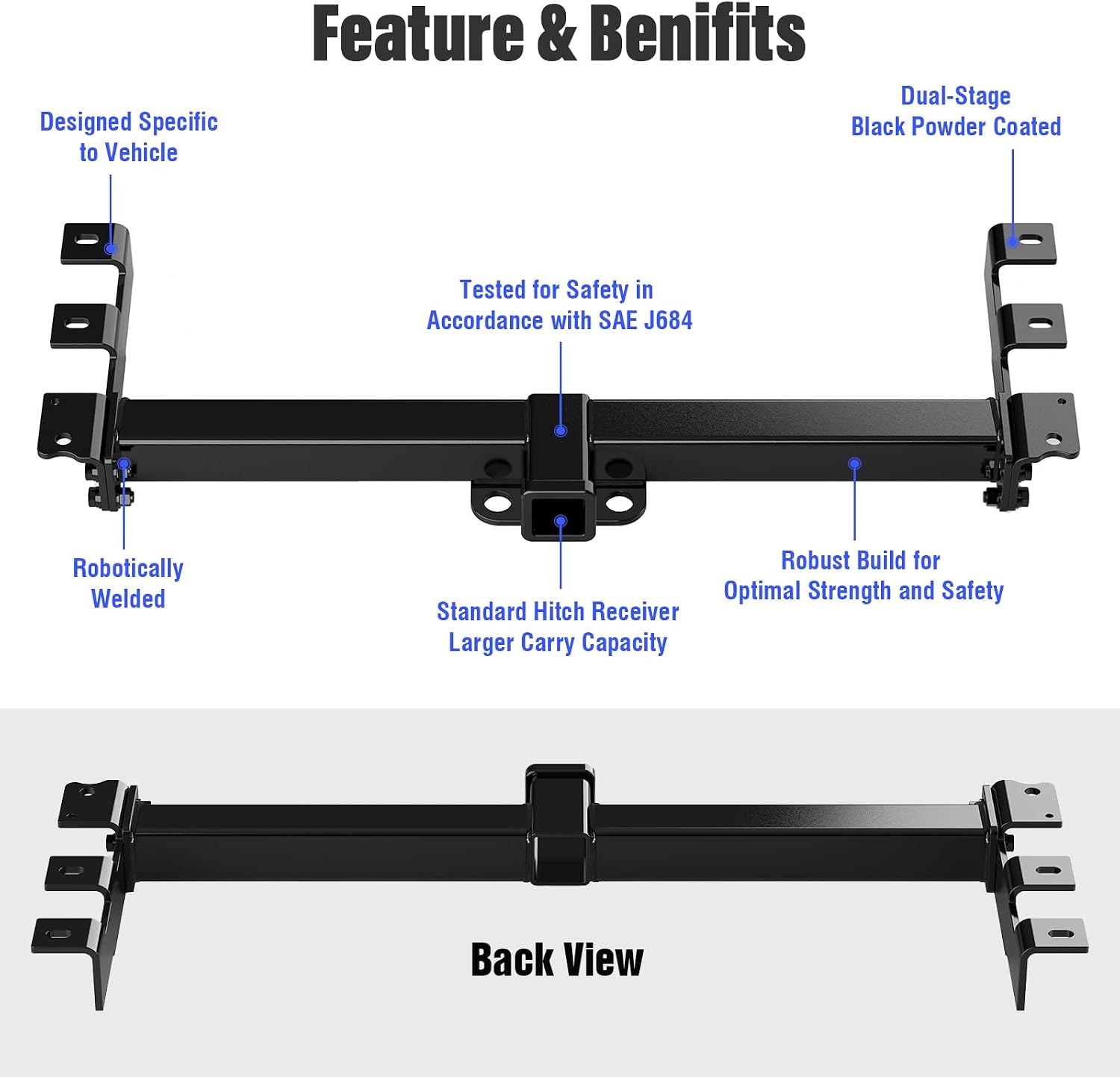 Trailer Hitch, 2 inch Towing Hitch Receiver Compatible with Chevy Silverado 1500 1999-2007 & Compatible with GMC Sierra 1500 1999-2006 & Compatible with Chevy Silverado GMC Sierra 1500 Classic 2007