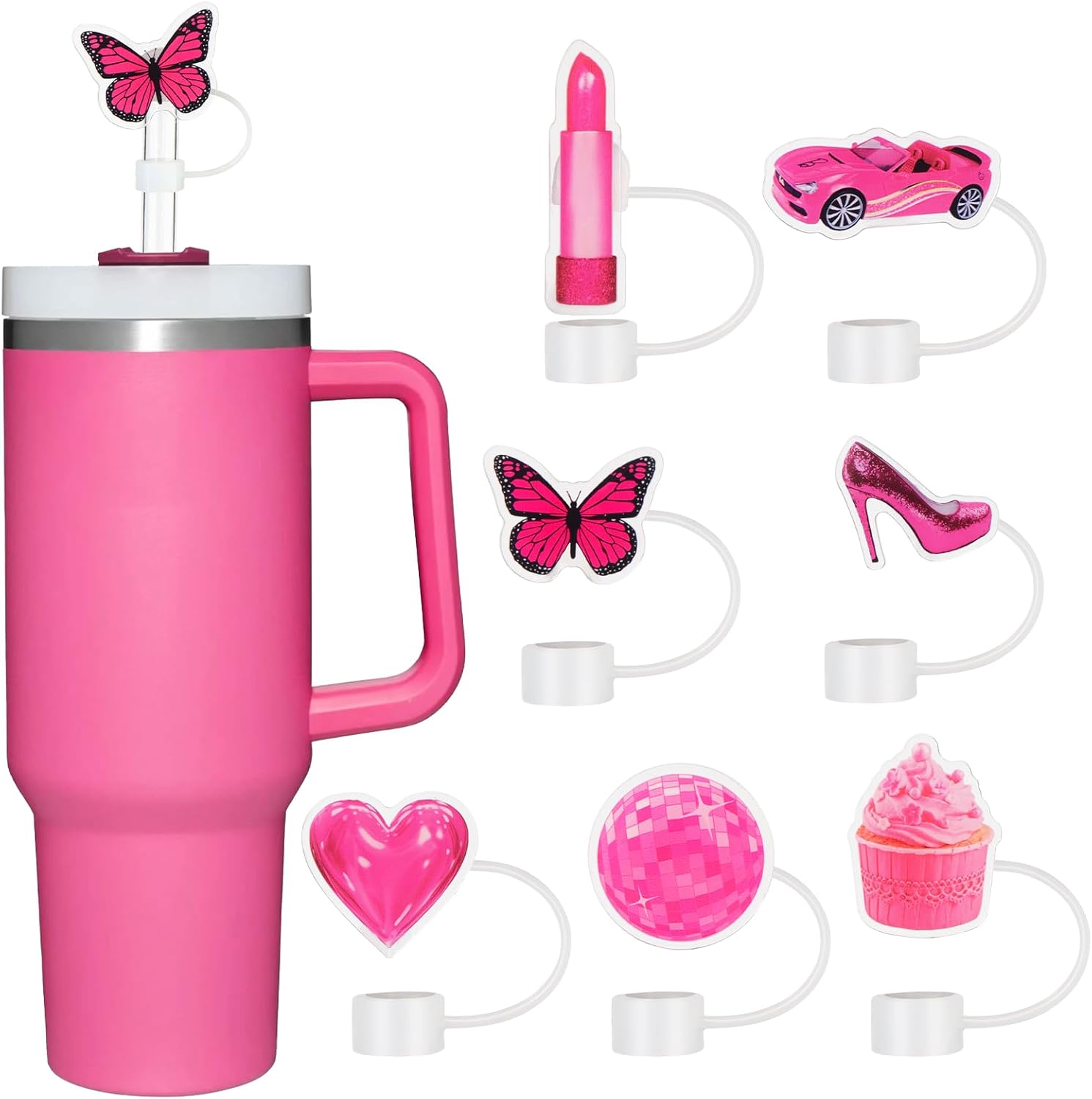 Mity Rain Bling Straw Cap & Accessory Set For Stanley Cups - Diamond Straw Lid, Leak-Proof Stopper, Bottom Protector