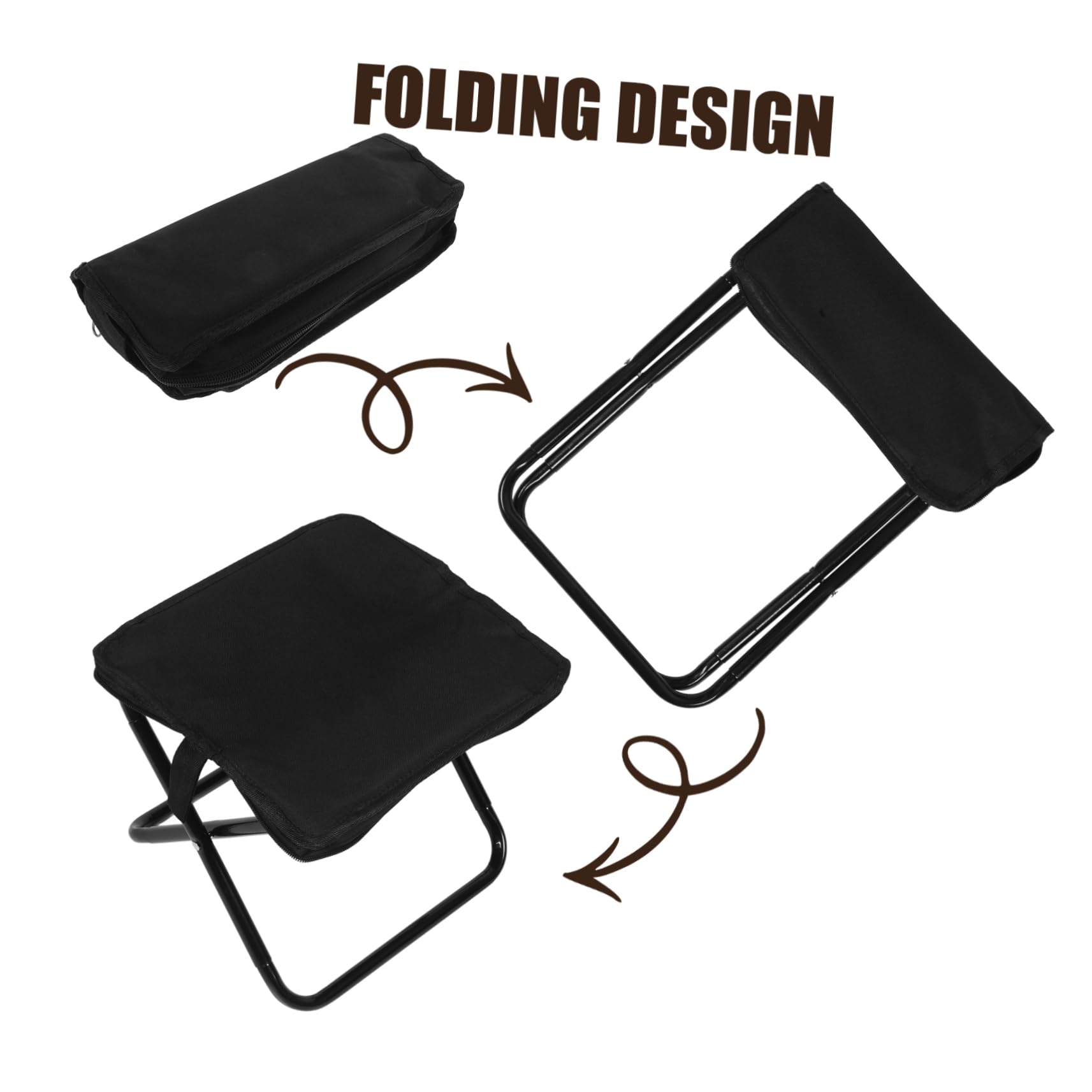 Toddmomy Sgabello Pieghevole da Campeggio Nero Oxford e Tubo D'acciaio, Sedia Portatile Robusta e Versatile Borsa a Zip per Picnic e Barbecue All'aperto