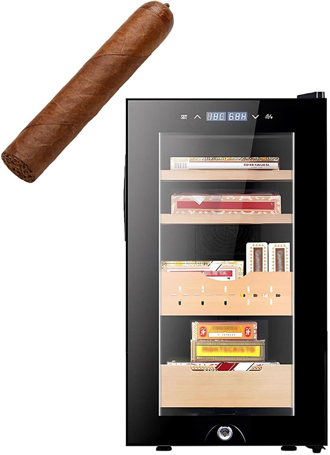 Electric Humidor Cabinet 46L 200 Count Small Cooling And Heating, Thoughtful Thanksgiving Gift For Men Christmas Gift Idea, High Tech Gadgets For Men Gift Box