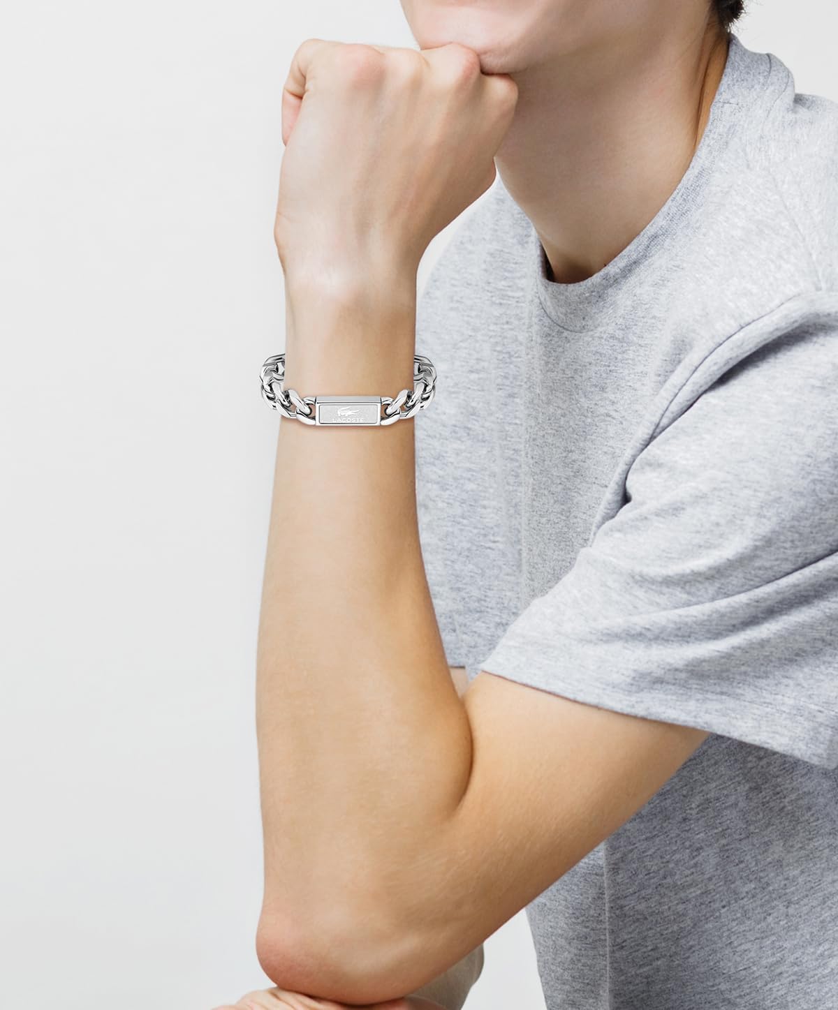 Lacoste Backhand Collection - Chain Bracelet for Men - Stainless Steel Jewelry - Adjustable Band - Modern Design, Fashion Accessory - Gift for Him - Image 4