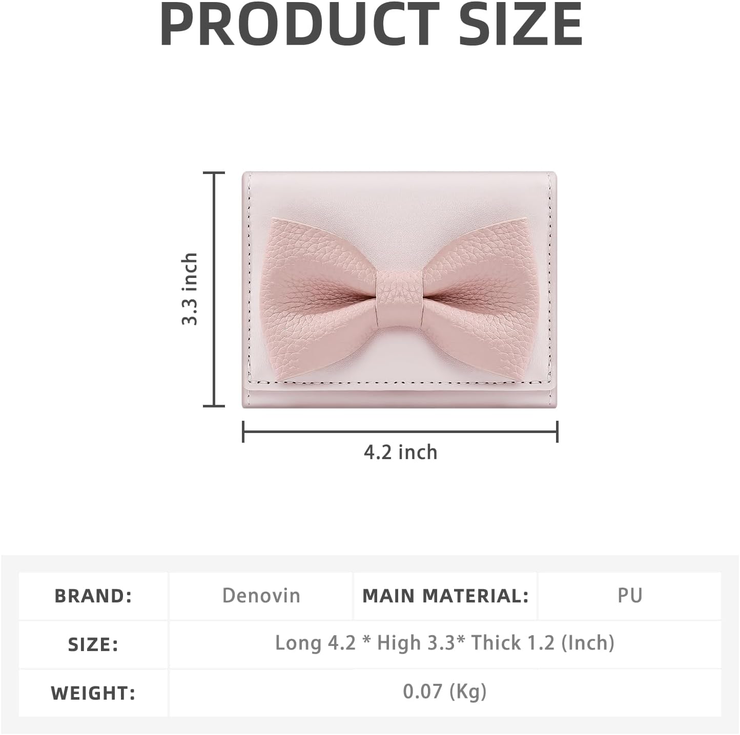 Small Wallets Woman, Cute Tri-fold Ladies Coquette Wallet for Women, Pink Bow Credit Card Coin Holder Purse with ID Window for Cash Key Change (Pink) - Image 2