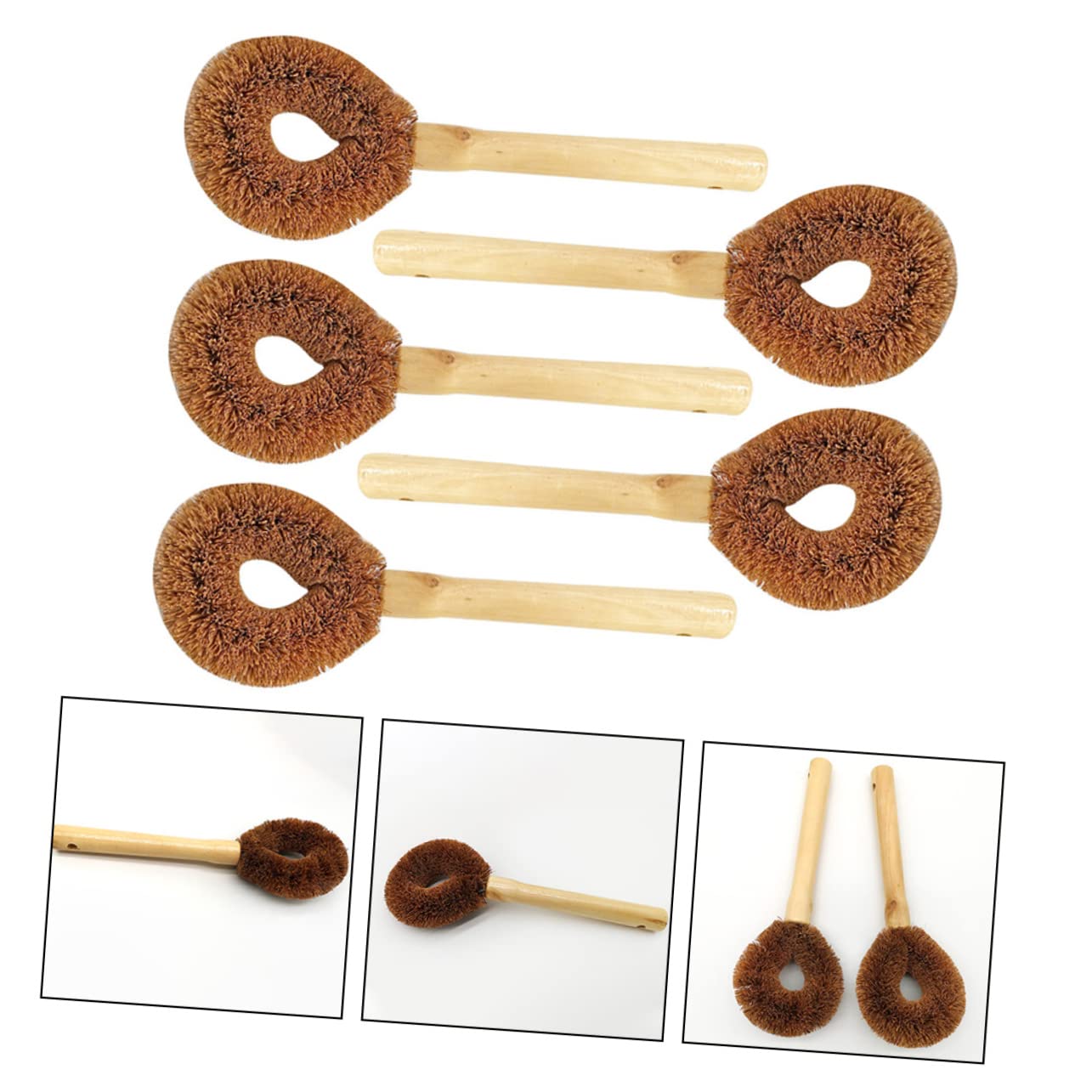 Lot de 20 brosses de Nettoyage à Long Manche pour Wok, de Nettoyage pour évier, brosses à récurer pour poêles, casseroles et Plats avec poignée en Bois