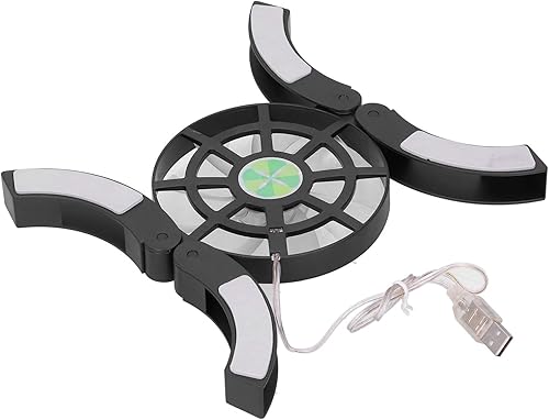 Almohadilla de enfriamiento portátil para laptop, con soporte antideslizante, ventilador emisor de luz doble, 4.53 x 4.53 x 0.59 pulgadas (negro)