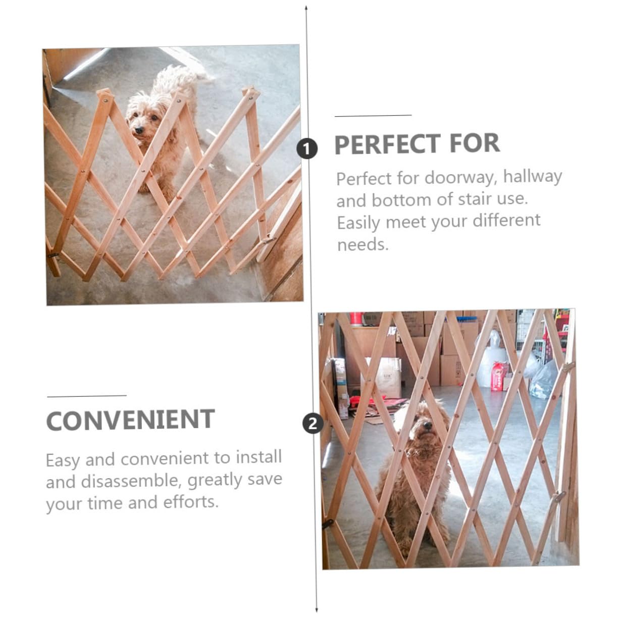 BESPORTBLE Puerta de Seguridad para Mascotas de Madera Fácil Desmontaje, Valla Protectora para Perros Adecuado para Escaleras y Uso Hogar