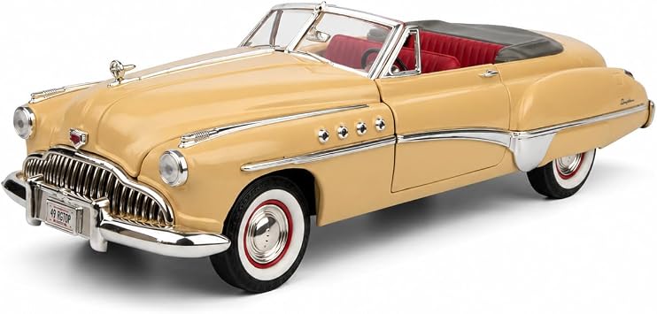 MOTORMAX 118 1949 Buick Roadmaster Model Araba, Koleksiyonluk Diecast Klasik Amerikan Ara  Modeli, Detayl  Metal Oyuncak ve Sergileme Arabas  MM-73116 metalik sar
