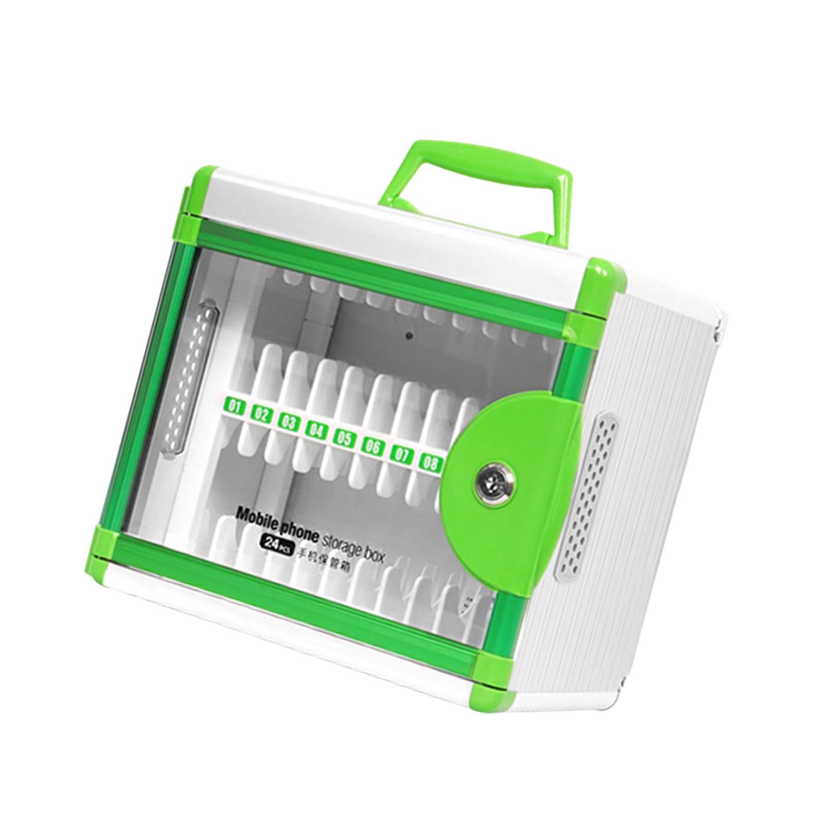 Qusinfc 24 Compartment Metal Phone Storage Container with Keys for Schools Institutions Public Areas Multi User Phone Planner