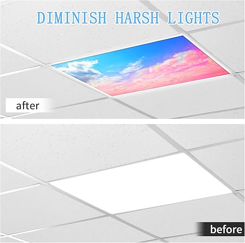 Miniatura 3 de Paquete de 4 cubiertas de luz fluorescente para luces de techo, aulas de oficina, cubiertas de luz magnéticas, difusores de luz para decoración de