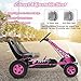 HONEY JOY Go Kart for Kids, 4 Wheel Quad Off-Road Pedal On Foot Go Cart w/Steering Wheels & Adjustable Seat, 2 Safety Brakes, EVA Rubber Tires, Clutch, Outdoor Racer Ride On Pedal Car (Pink)
