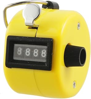 Ruilogod Cuerpo de plástico amarillo Negro Restablecer Mando 4 la del dígito agujero contador de la cuenta