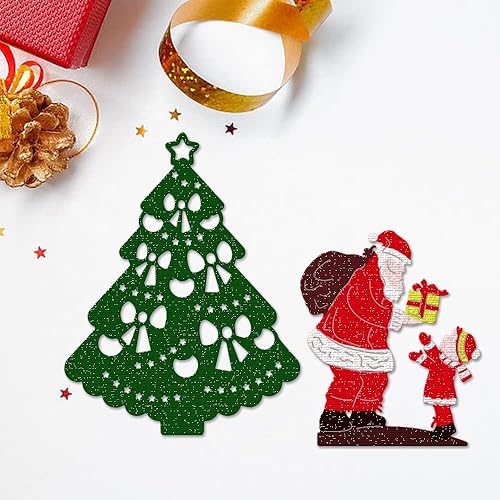 Miniatura 8 de Troquel de corte de metal para árbol de Navidad para hacer tarjetas y decoraciones de álbumes de fotos, Papá Noel troquelado temporadas de Navidad
