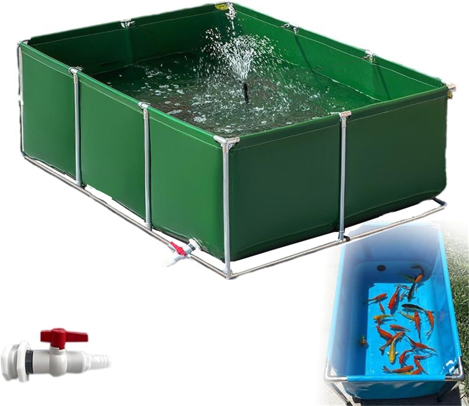 Large Rectangular Steel Frame Pool for Koi & Tropical Fish, 3M Temporary Holding Pond, Ideal for Camping & Paddling, Water Tank for Outdoor Use