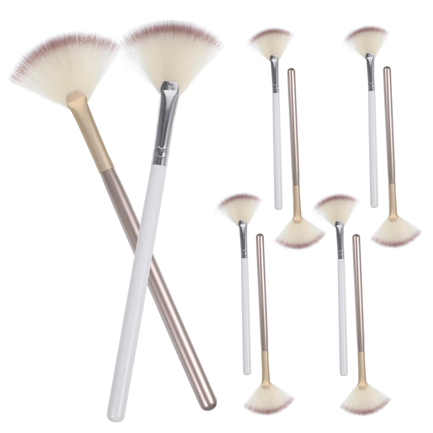Didiseaon Fan Makeup Brush Set 10pcs Soft and Gentle Brushes for Estheticians Powder Applicator Travel-friendly