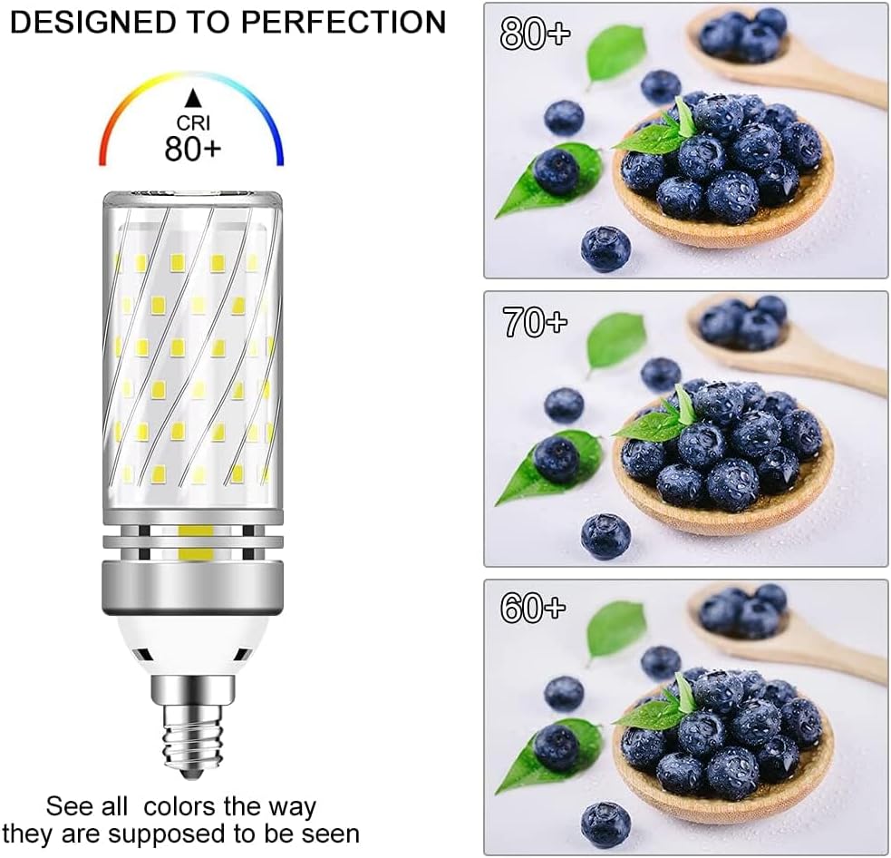 Miniatura 4 de inShareplus Bombillas LED E12, bombillas de candelabro de 16 W, luz diurna 6000 K, equivalente a 120 W, 1500 LM, CRI80+, bombillas LED de base E12,