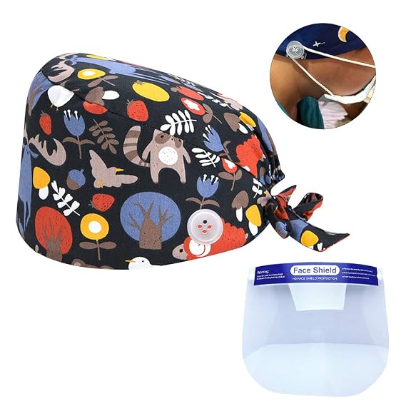 FEOYA Unisex Nurse Scrab Cap Printed 