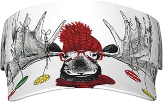BHCASE Funny Christmas Moose Adult Sunshade Empty Top Hat : Durable and Stylish. Empty Top Design, Not Stuffy and Does Not Affect The Hair Black