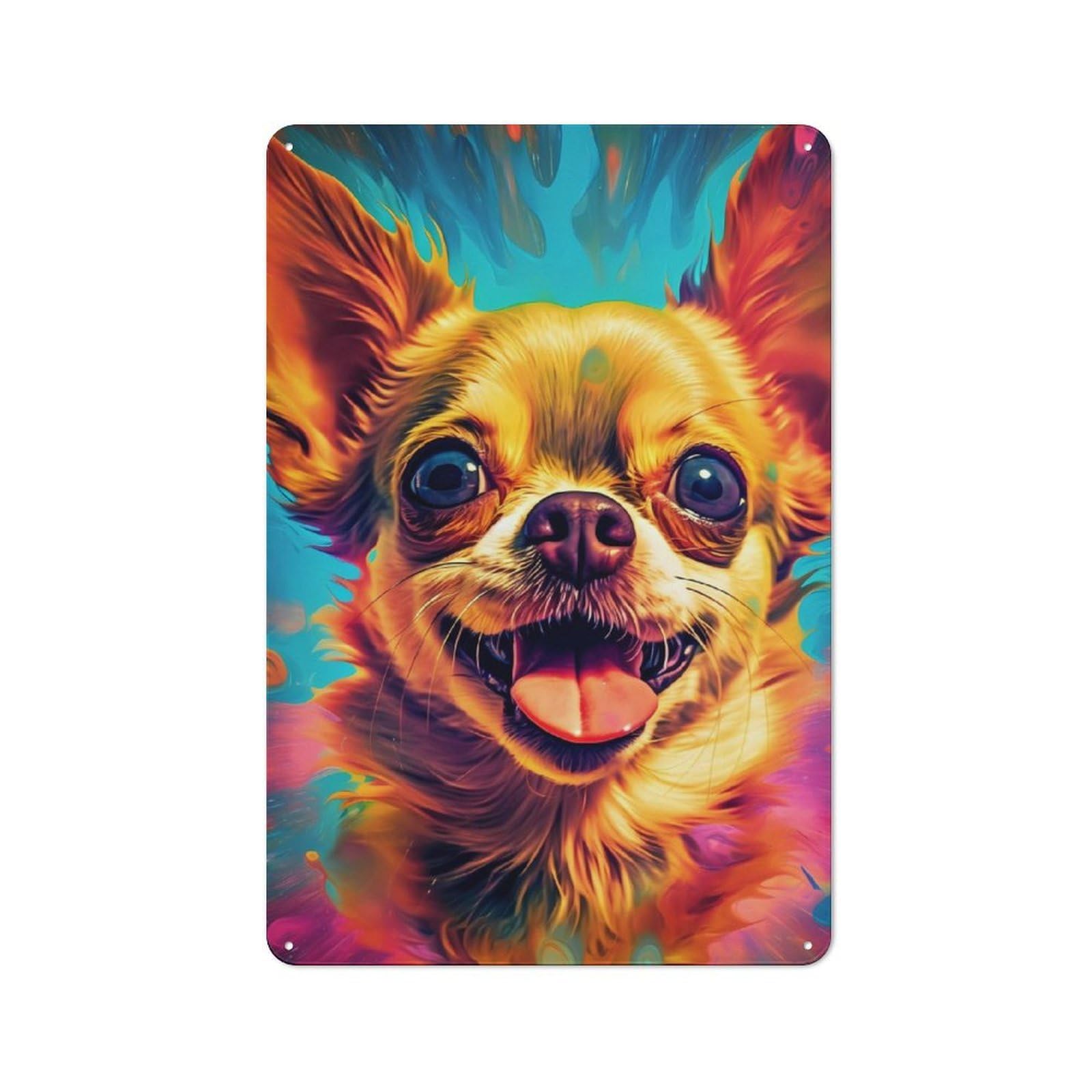 Junmoney Chihuahua Hippie Vintage Tin Sign 30X20cm With For Garage Wall, Suited To People Furnishing A Garage