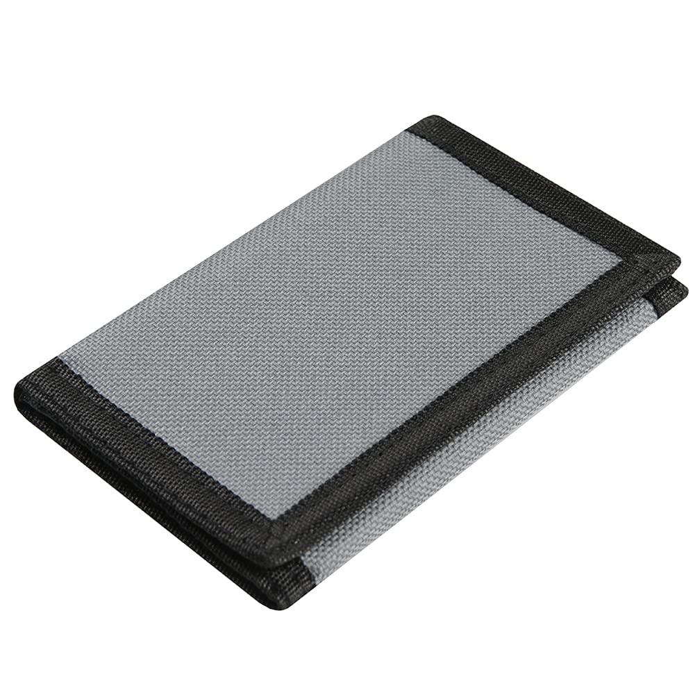 Kids Wallet for Boys Girls Teens Trifold, Canvas Toddler Wallet for Boys, Cute Zipper Wallets Youth with Coin Pocket and Card Holders, Novelty Wallets for Childrens Birthday Gifts (Grey)