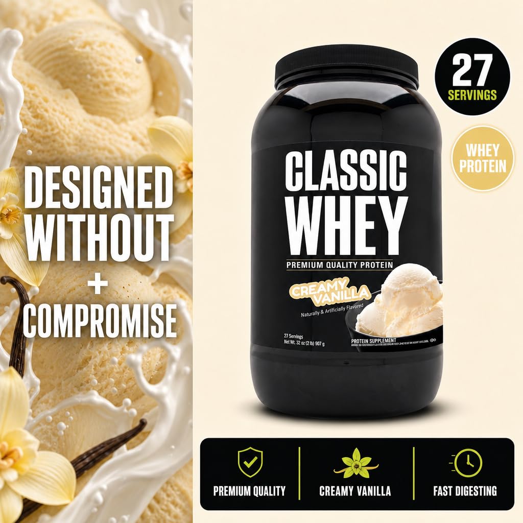 NutraBio Classic Whey Protein Powder- 25G of Protein Per Scoop - Full-Spectrum Amino Acid Profile - No Fillers, Artificial Colors, Preservatives - Low Glycemic Index - Creamy Vanilla, 2 Pounds — Amazon image 3