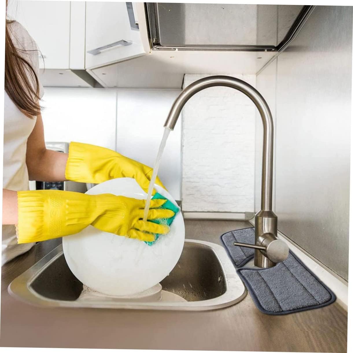 Cabilock 4sets Simple Mat for Faucet Wash Basin Water Absorption Pad Keep Kitchen Bathroom Clean Dry 2pcs*4