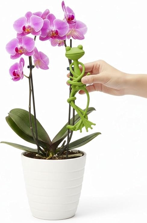 BUFFER Kurbağa Şeklinde Bitki Sabitleyici, Yeşil, Bahçe ve İç Mekan Bitkileri için Dal ve Gövde Destek Aparatı, 13cm x 11cm, Çok Amaçlı Bitki Tutucu Klips
