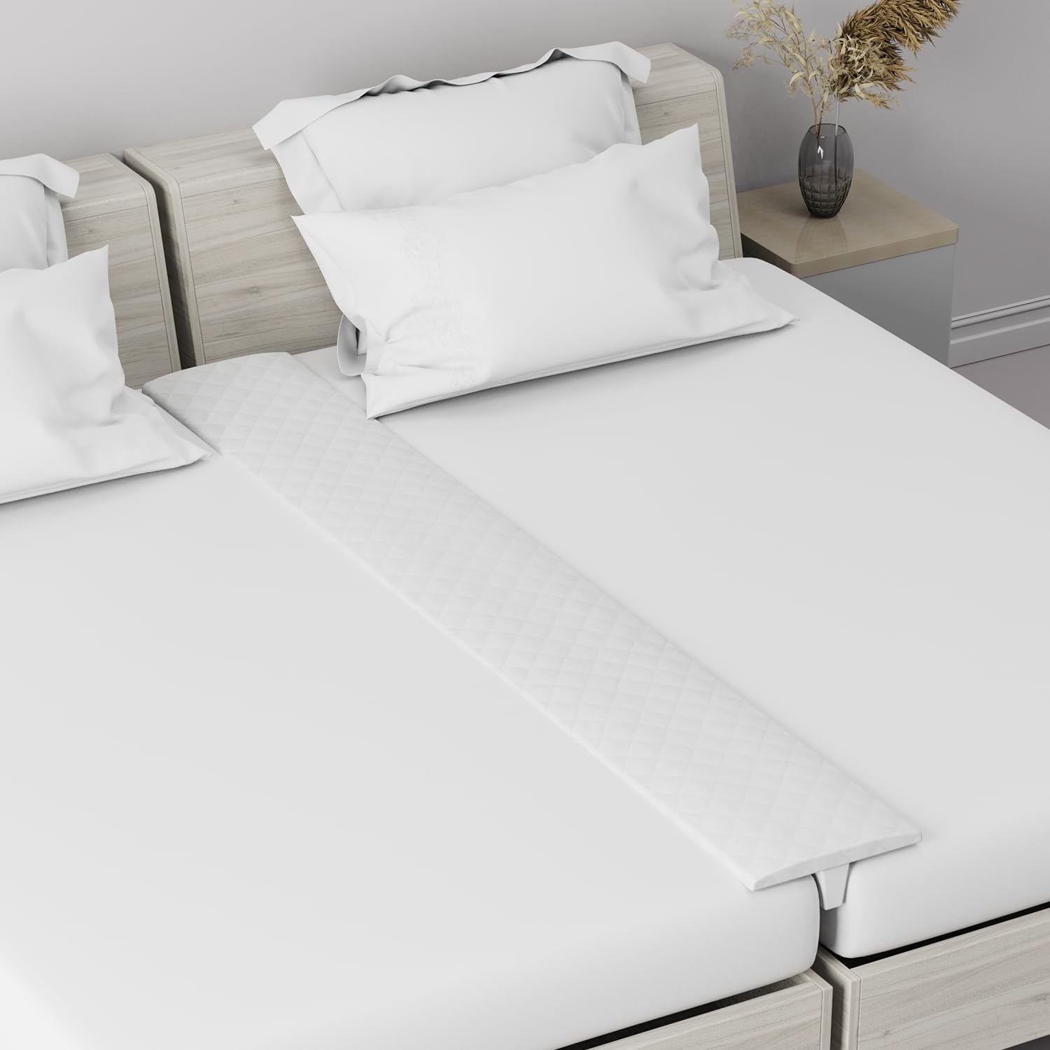 Bed Bridge twin to King Bed Converter | Split King Gap Filler for Adjustable Bed | Combine Twin Beds to King | Mattress Connector for Bed | Non-Slip | Washable Cover | 75"X11.5" Extra Wide