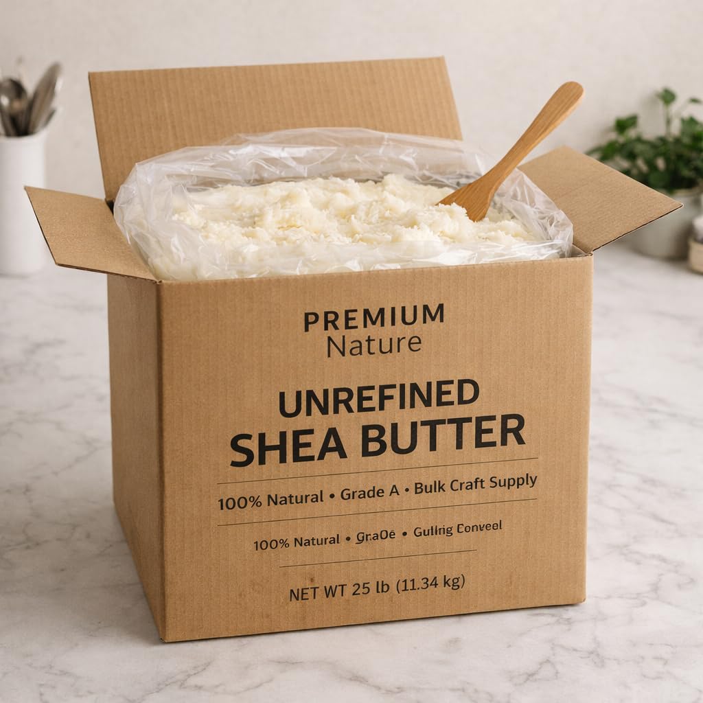 Pure Shea Butter Raw Organic for Skin Pure Virgin Unrefined Body Lotion Stretch Mark Skin Care Scar Cream Organic Shea Butter Raw Unrefined African Shae Manteca de Karite Organica Pura 25 lbs