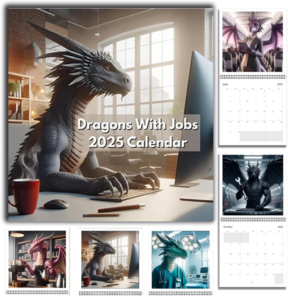 BOSONS Dragons with Jobs 2025 Calendar, 2025 Wall Calendar