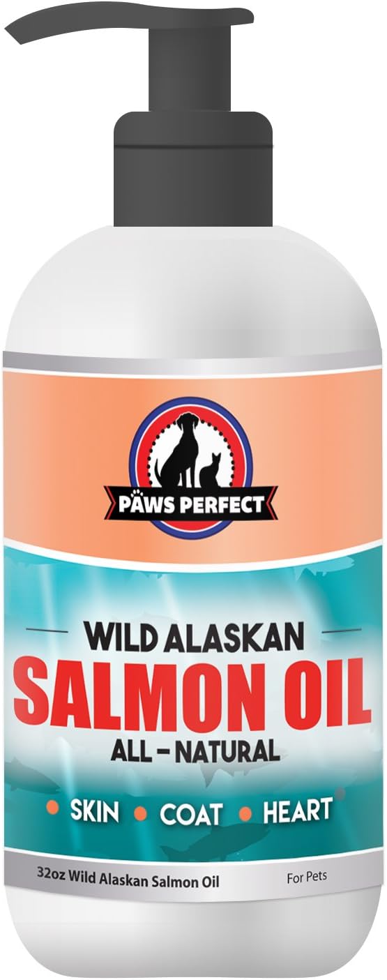 100% Pure Wild Alaskan Salmon Fish Oil for Dogs & Cats – 32oz Pump Dispenser. High Potency, Supports Joint Function, Boosts Immunity &…