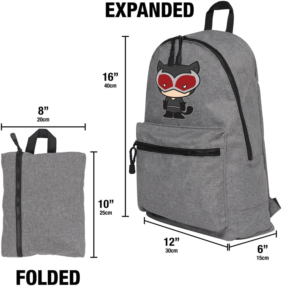 LOGOVISION Batman Catwoman Cute Chibi Character Lightweight Backpack for Work School Daily Use Packable for Travel